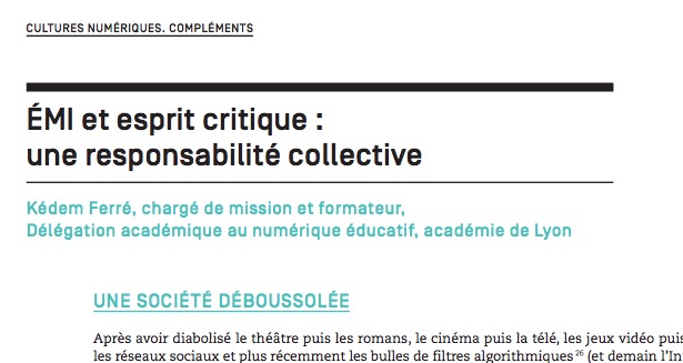 Emi Et Esprit Critique Une Responsabilit Collective Formez Vous